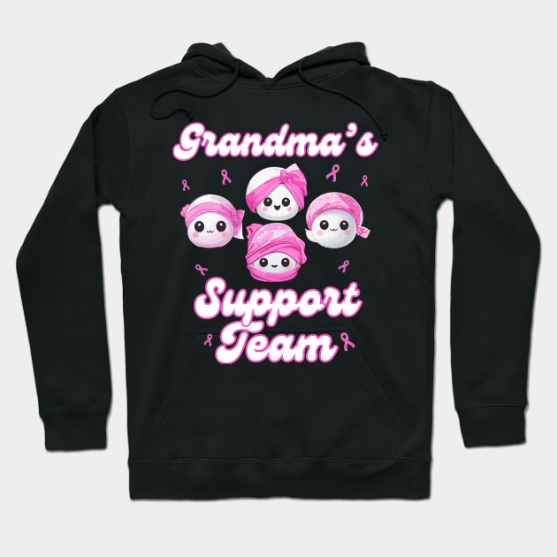 Grandma’s Support Team Breast Cancer Awareness Women Survivors Hoodie by AimArtStudio